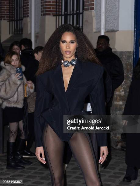 Cindy Bruna attends the Mugler Womenswear Fall/Winter 2024-2025 show as part of Paris Fashion Week on March 03, 2024 in Paris, France.