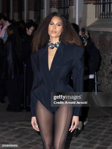 Cindy Bruna attends the Mugler Womenswear Fall/Winter 2024-2025 show as part of Paris Fashion Week on March 03, 2024 in Paris, France.