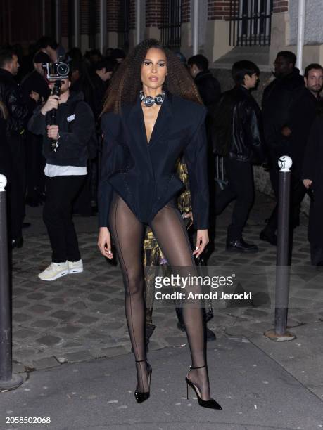 Cindy Bruna attends the Mugler Womenswear Fall/Winter 2024-2025 show as part of Paris Fashion Week on March 03, 2024 in Paris, France.