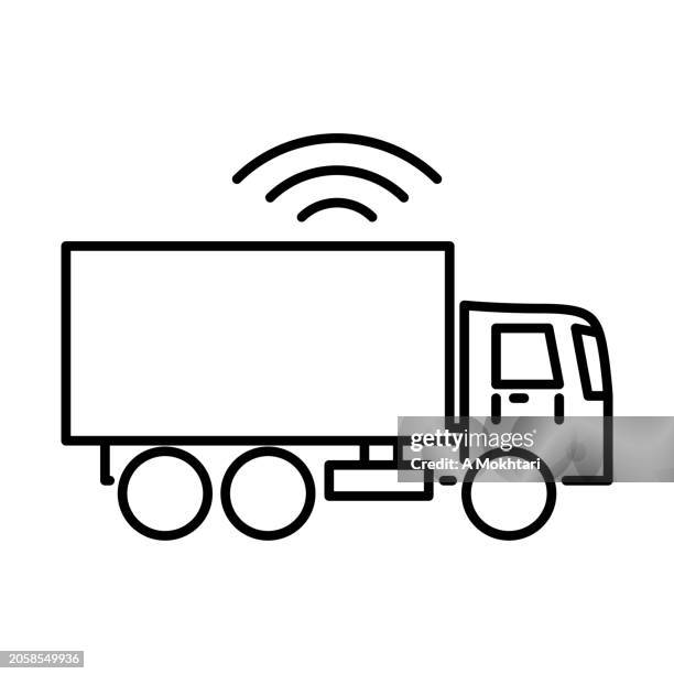 connected truck icon. - self driving truck stock illustrations