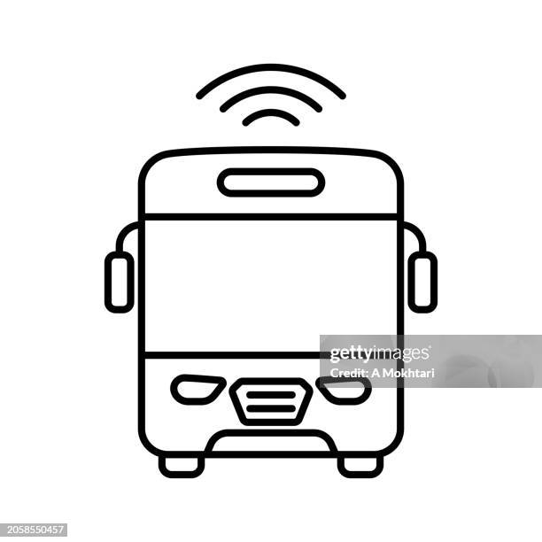 connected bus icon. - driverless transport stock illustrations