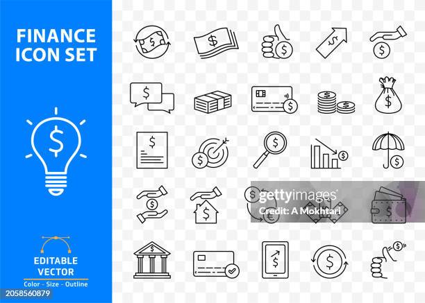 finance icons set. - dollar symbol stock illustrations