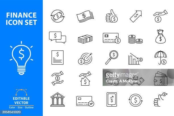 finance icons set. - coin toss stock illustrations