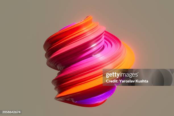 multicolored abstract curl sign cgi - three dimensional stock pictures, royalty-free photos & images