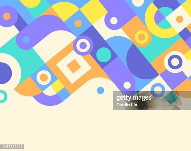 color shapes geometric bauhaus abstract background pattern edge - modern art exhibition stock illustrations