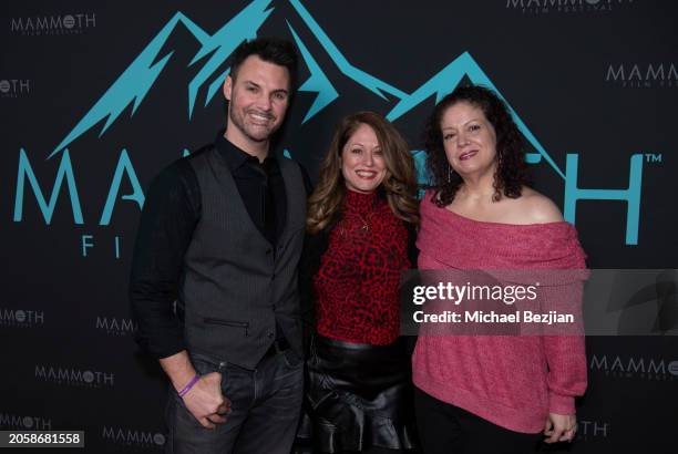 Brandon Goins, Sonia Blangiardo-Goins, and Teresa Cicala attend the Mammoth Film Festival on March 03, 2024 in Mammoth, California.