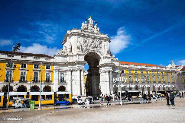 General View of the Praça do Comércio area of Lisbon, Portugal.