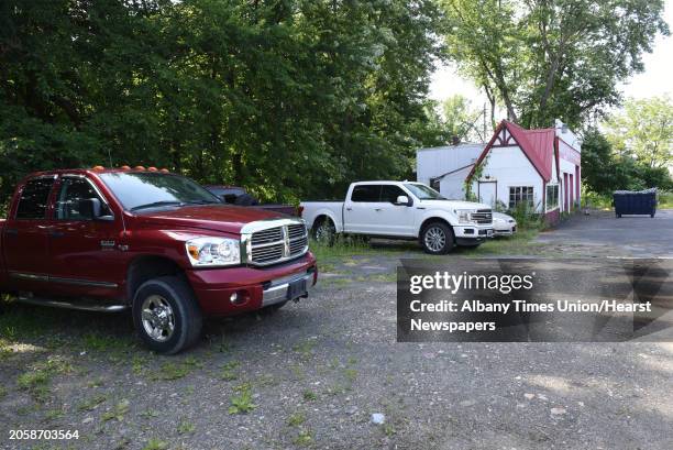 Exterior of closed Broughton's Auto Repair on Columbia Turnpike on Tuesday, July 16, 2019 in Castleton N.Y.