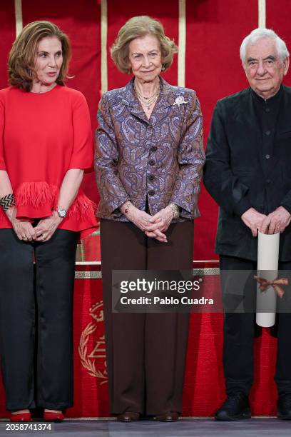 Queen Sofia attends the "Iberoamerican Patronage Awards" by the Callia Foundation 2024 at Real Academia de Bellas Artes on March 04, 2024 in Madrid,...