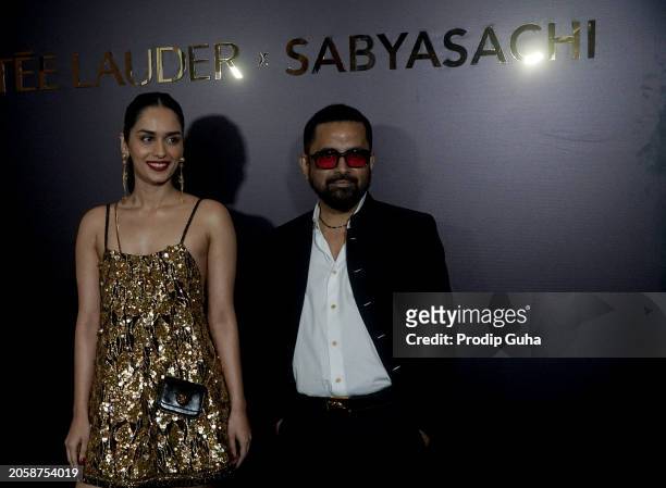 Manushi Chhillar attends the launch of Estée Lauder and Sabyasachi Mukherjee Limited Edition Lipstick Collection on March 04, 2024 in Mumbai, India.