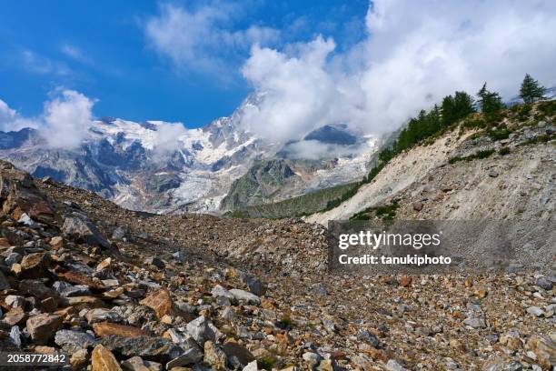 alpine glacier moraine - rubble stock pictures, royalty-free photos & images