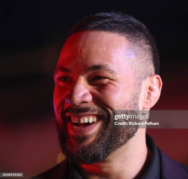 Boxer Joseph Parker smiles during the grand arrivals for the Knockout Chaos event between Anthony Joshua and Francis Ngannou, on March 04, 2024 in...