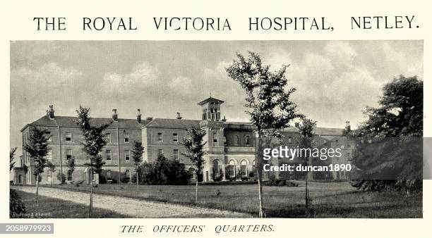 military officer quarters, royal victoria hospital or netley hospital, nurse, victorian healthcare, 1890s, 19th century. - 665409969 or 665409803 stock illustrations