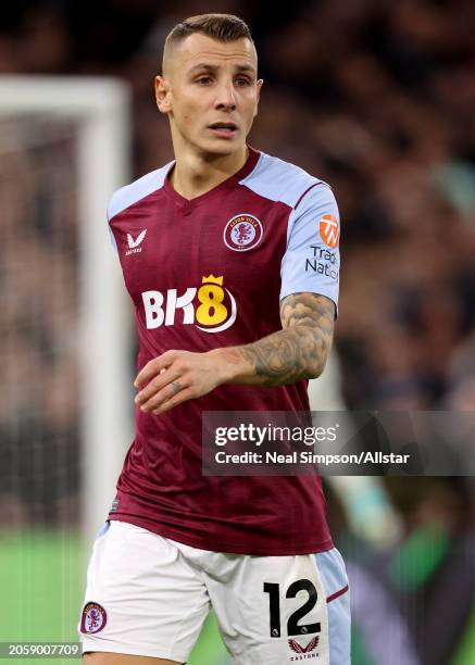 Lucas Digne of Aston Villa in action during the Premier League match between Aston Villa and Sheffield United at Villa Park on December 22, 2023 in...