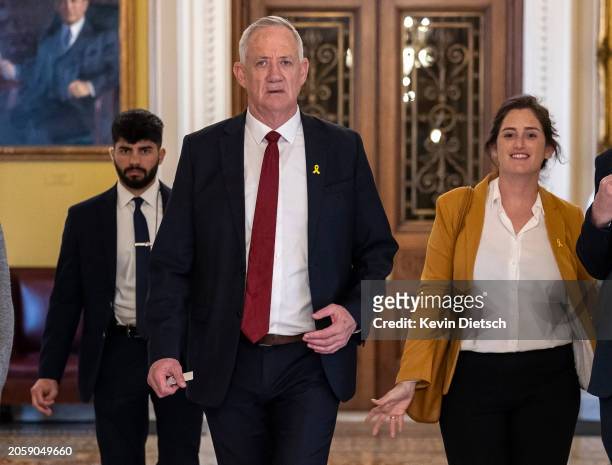 Benny Gantz, a member of Israel’s War Cabinet, arrives for a meeting with Senate Minority Leader Mitch McConnell at the U.S. Capitol on March 04,...