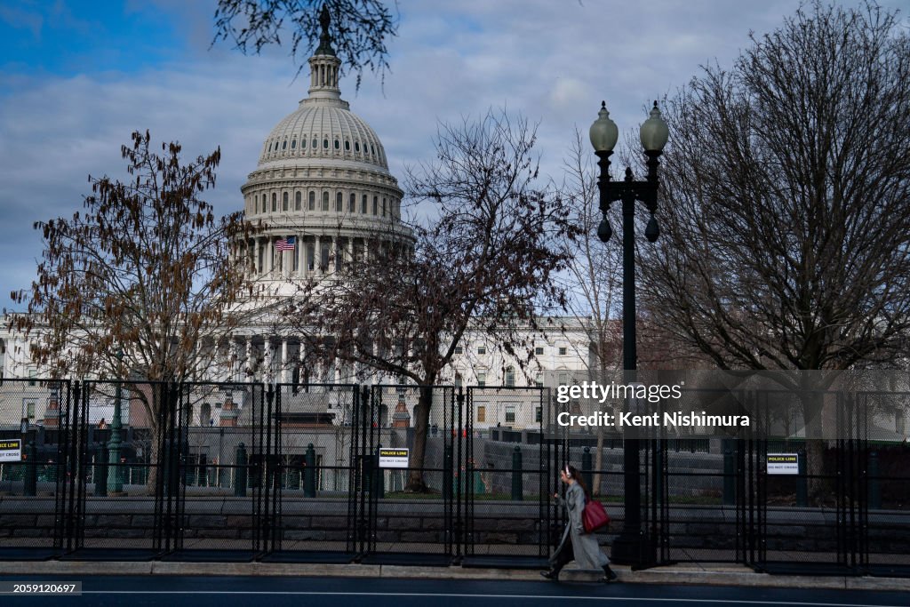 Security Measures Put In Place Around U.S. Capitol As D.C. Prepares For President Biden's State Of The Union Address