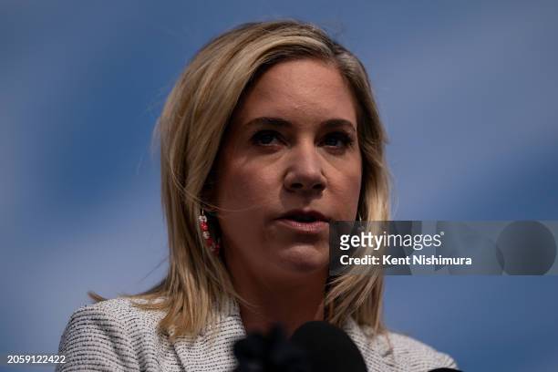 Amanda Zurawski, a guest to the State of the Union of Rep. Katherine Clark speaks during a news conference held by members of the Pro-Choice Caucus...