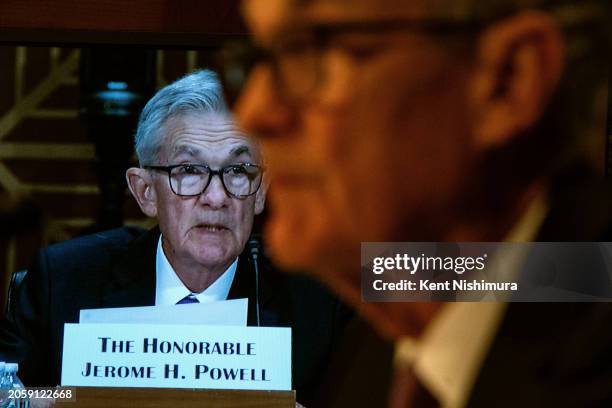 Federal Reserve Bank Chairman Jerome Powell testifies before the Senate Banking, Housing and Urban Affairs Committee on Capitol Hillon March, 7 2024...