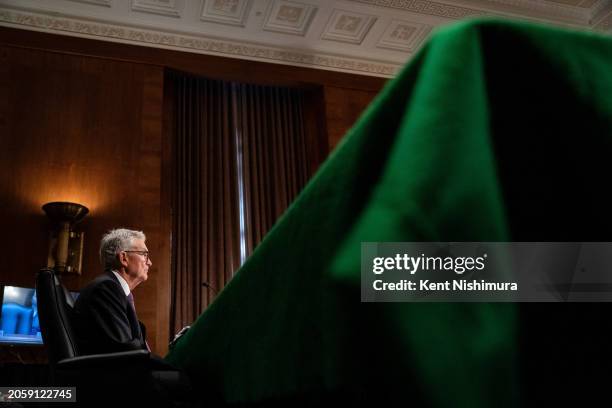 Federal Reserve Bank Chairman Jerome Powell testifies before the Senate Banking, Housing and Urban Affairs Committee on Capitol Hillon March, 7 2024...