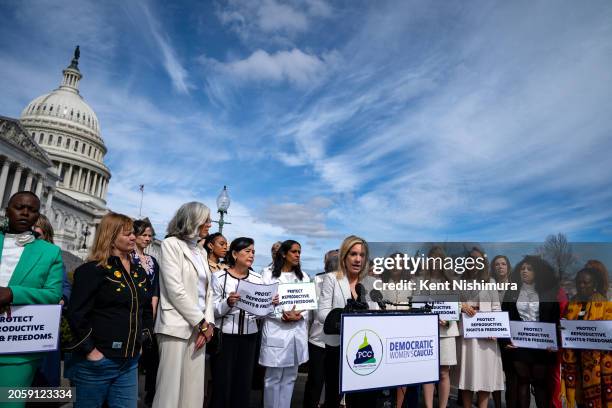 Amanda Zurawski, a guest to the State of the Union of Rep. Katherine Clark speaks during a news conference held by members of the Pro-Choice Caucus...