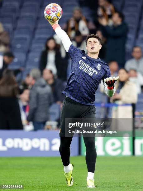 Kepa Arrizabalaga of Real Madrid during the UEFA Champions League match between Real Madrid v RB Leipzig at the Estadio Santiago Bernabeu on March 6,...