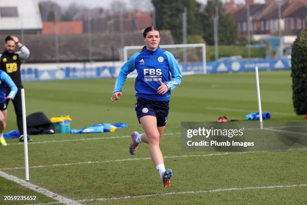 Crista Chetcuti-Ganado of Leicester City women during the Leicester City Women training session at Belvoir Drive on March 06, 2024 in Leicester,...