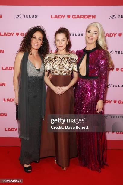 Tara Smith, Anna Friel and Tamara Beckwith attend The Lady Garden Gala 10th anniversary at The OWO on March 7, 2024 in London, England.