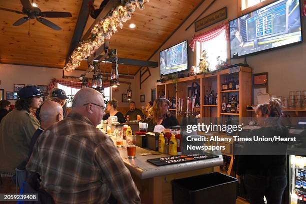 Bar area of the newly reopened Blessings Tavern on Friday, Dec. 13, 2019 in Colonie, N.Y. Destroyed in a fire. A car crashed into the restaurant...