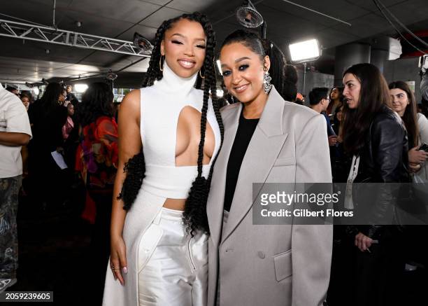 Chloe Bailey and Tia Mowry at Essence Black Women in Hollywood held at the Academy Museum of Motion Pictures on March 7, 2024 in Los Angeles,...