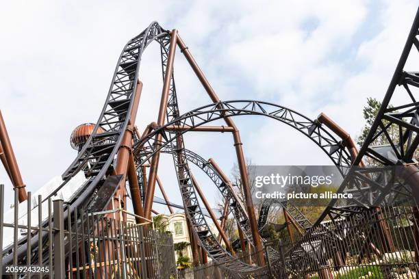 March 2024, Baden-Württemberg, Rust: Rails of the new "Voltron Nevera" roller coaster can be seen at Euopa-Park. The new roller coaster is currently...