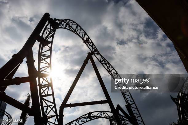 March 2024, Baden-Württemberg, Rust: Rails of the new "Voltron Nevera" roller coaster can be seen at Euopa-Park. The new roller coaster is currently...