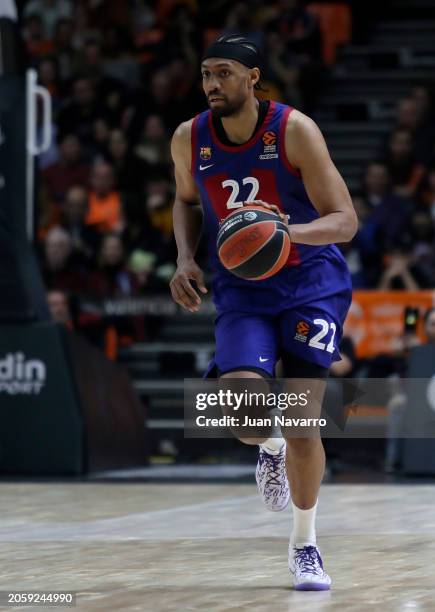 Jabari Parker, #22 of FC Barcelona in action during the Turkish Airlines EuroLeague Regular Season Round 28 match between Valencia Basket and FC...