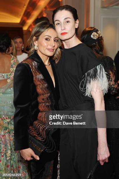 Narmina Marandi and Erin O'Connor attend The Lady Garden Gala 10th anniversary at The OWO on March 7, 2024 in London, England.