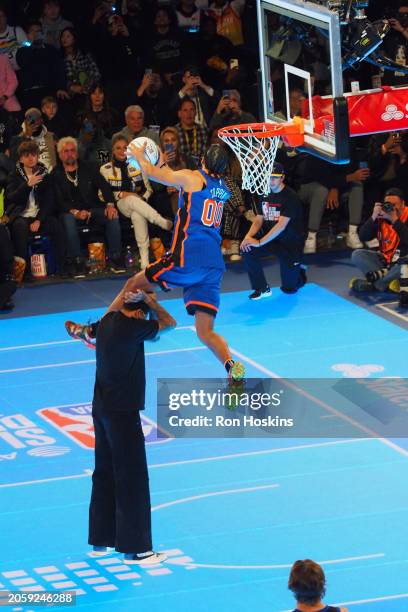 Jacob Toppin of the New York Knicks as a part of State Farm All-Star Saturday Night on Saturday, February 17, 2024 at Lucas Oil Stadium in...