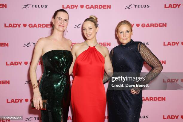 Chloe Delevingne, Georgia Hirst and Mika Simmons attend The Lady Garden Gala 10th anniversary at The OWO on March 7, 2024 in London, England.