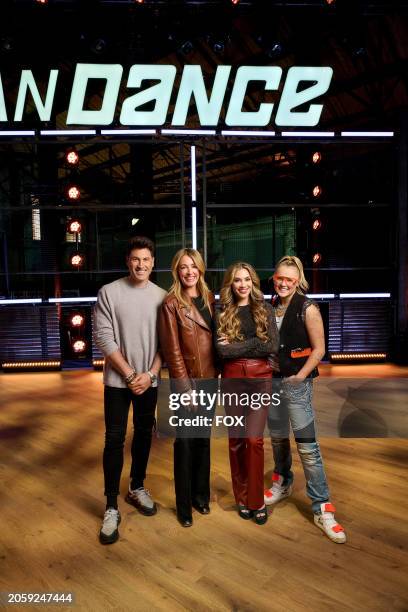 Panelists Maksim Chmerkovskiy, host Cat Deeley, Allison Holker, and Jojo Siwa. SO YOU THINK YOU CAN DANCE Season 18 premieres Monday, March 4th.