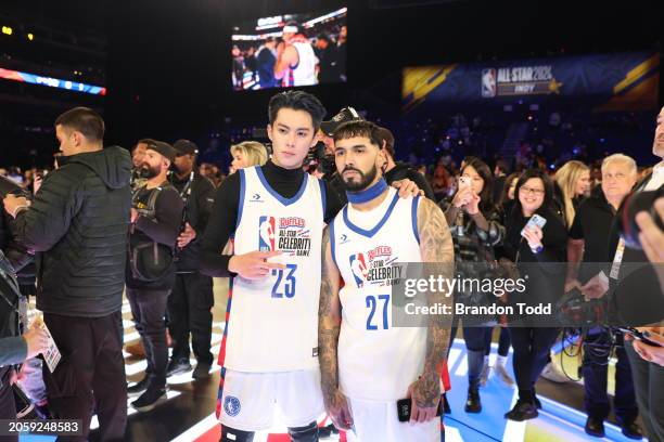 Dylan Wang and Anuel AA during the Ruffles NBA All-Star Celebrity Game as part of NBA All-Star Weekend on Friday, February 16, 2024 at Lucas Oil...