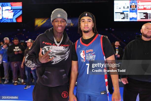 Sauce Gardner and CJ Stroud during the Ruffles NBA All-Star Celebrity Game as part of NBA All-Star Weekend on Friday, February 16, 2024 at Lucas Oil...