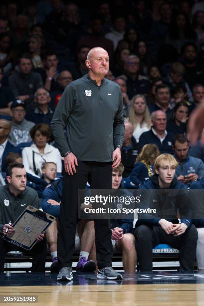 Butler Bulldogs head coach Thad Matta on the sidelines during the men's college basketball game between the Butler Bulldogs and Xavier Musketeers on...