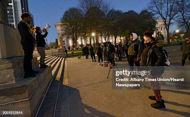 Jamaica Miles from All of Us speaks during a rally to count every vote in the presidential election outside the Capitol on Wednesday, Nov. 4, 2020 in...