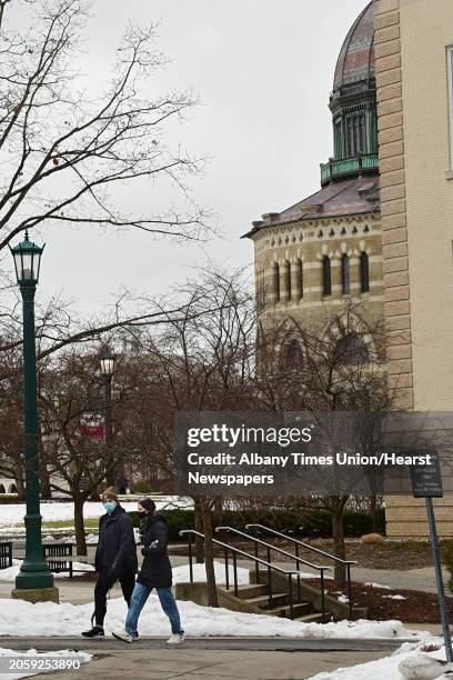 Union College campus on Monday, Jan. 18, 2021 in Schenectady, N.Y. A spike in coronavirus cases at Union College is forcing the college to suspend...