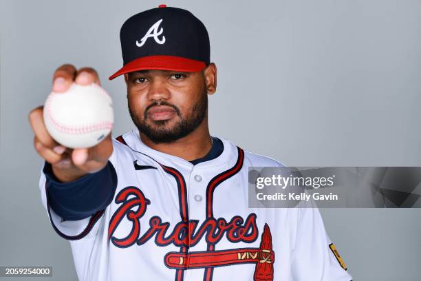 Reynaldo López of the Atlanta Braves poses for a photo during the Atlanta Braves Photo Day at CoolToday Park on Friday, February 23, 2024 in North...