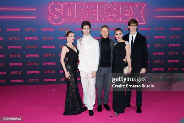 Lucrezia Lando, Lorenzo Tano, Rocco Siffredi, Guillermo Mariotto and Rosa Caracciolo and Leonardo Tano attend the photocall for "Supersex" at Salone...