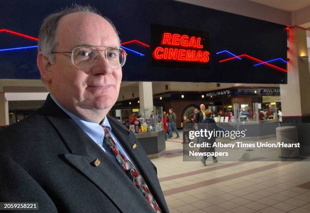 Times Union staff photo by Lori Van Buren -- Ed Flynn, General Manager, Crossgates Stadium 18, stands in the lobby area of Regal Cinemas in...