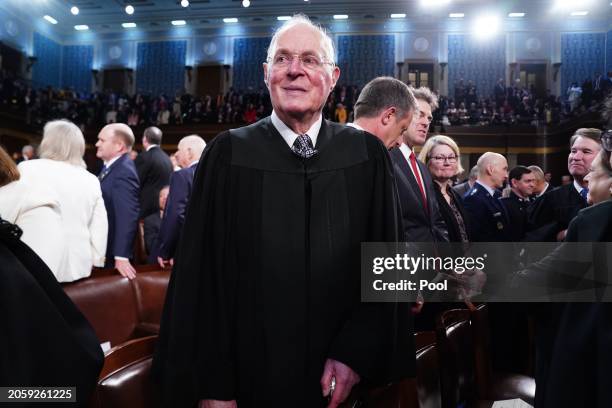 Supreme Court Associate Justice Anthony Kennedy stands on the House floor ahead of the annual State of the Union address by U.S. President Joe Biden...