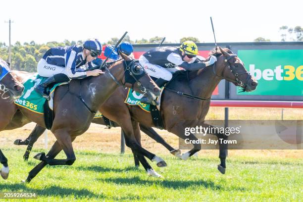 Toro De Carga ridden by Tom Prebble wins the Carlton Draught Maiden Plate at Ararat Racecourse on March 08, 2024 in Ararat, Australia.