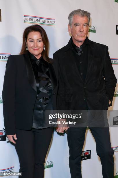 Keely Shaye Smith and Pierce Brosnan at the 18th Annual Oscar Wilde Awards held at Bad Robot on March 7, 2024 in Santa Monica, California.