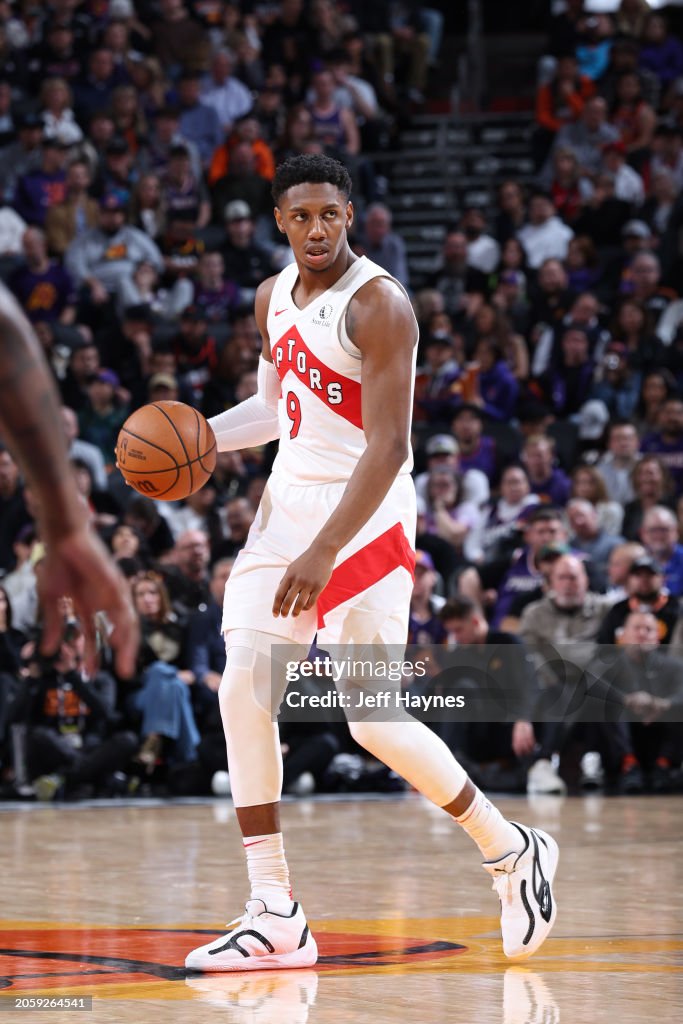 Toronto Raptors Rj Barrett RJ Barrett of the Toronto Raptors dribbles the ball during the game ...