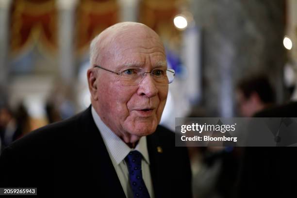 Former Senator Patrick Leahy, a Democrat from Vermont, in Statuary Hall ahead of a State of the Union address at the US Capitol in Washington, DC,...