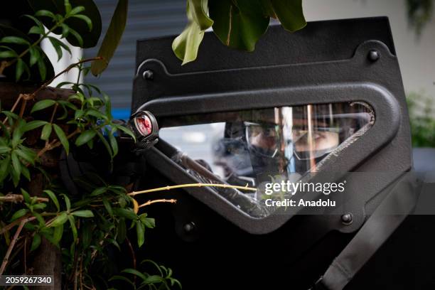 Team member usess a laser to aim at an active shooter situation at the mall as 500 emergency service personnel and 40 crisis actors take part in a...